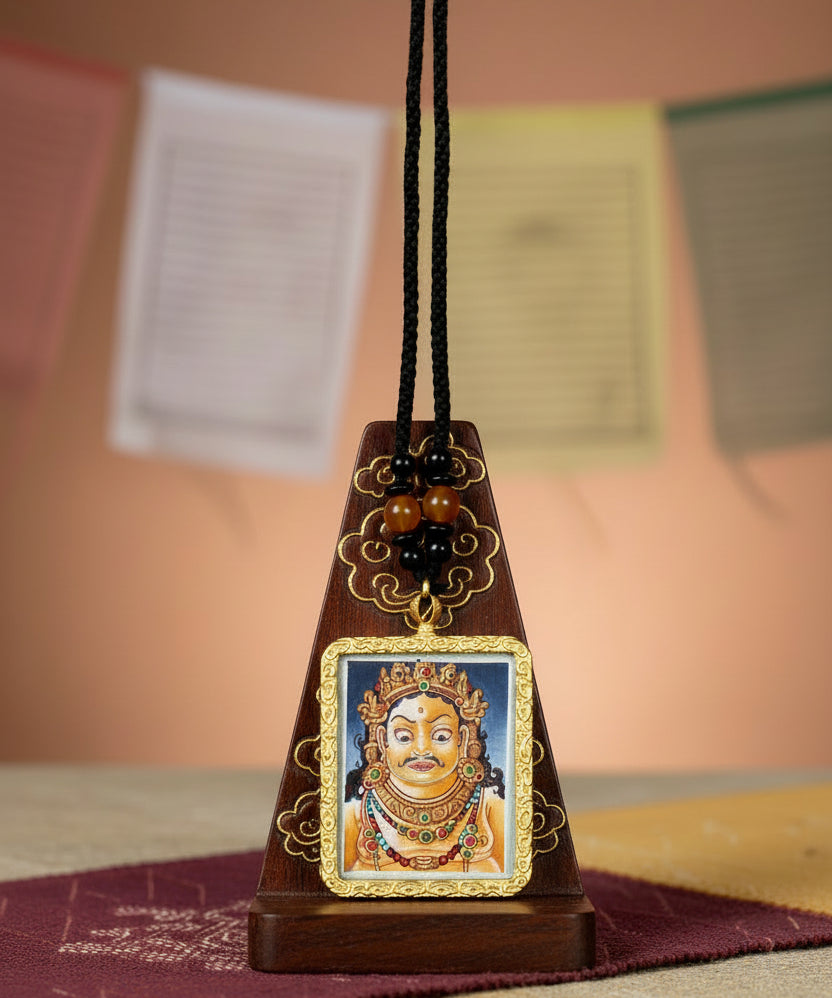 Zambala Ghau Thangka Tibetan wealth deity miniature artwork from Nepal