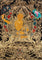 Manjushri Thangka painting with flaming sword, lotus throne, peacock, and Tibetan Buddhist wisdom symbolism.