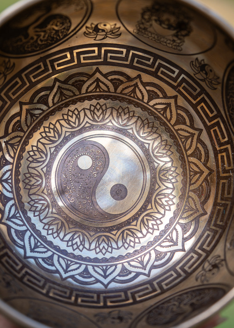 Yin Yang Fine Carving Singing Bowl - Tibetan Bowl.