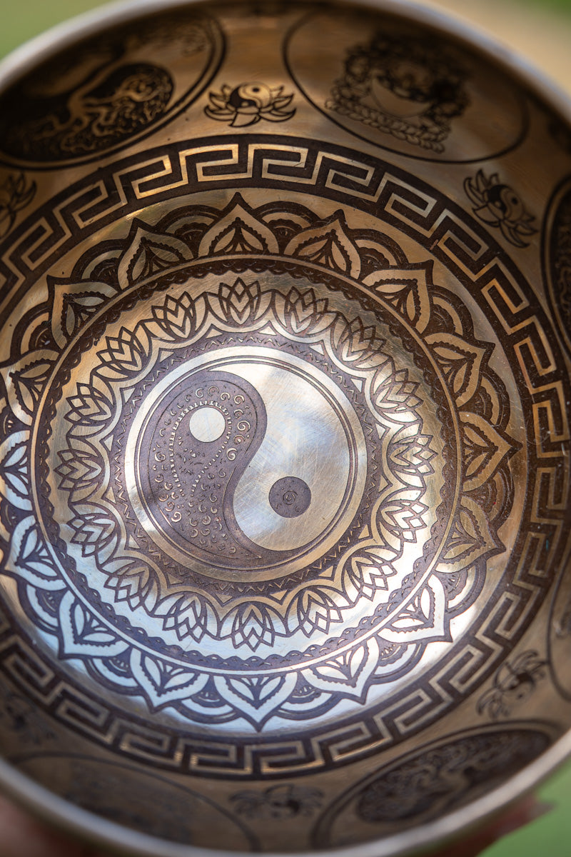 Yin Yang Fine Carving Singing Bowl - Tibetan Bowl.
