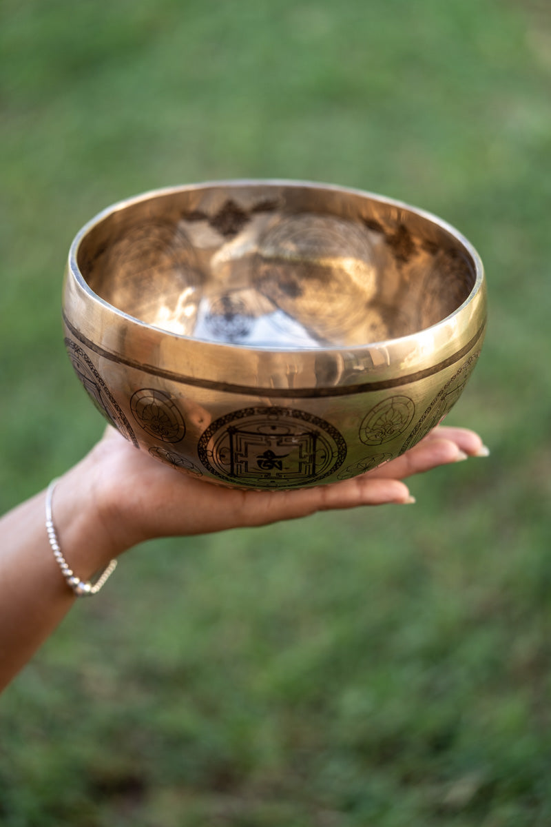 Yin Yang Fine Carving Singing Bowl - Tibetan Bowl.