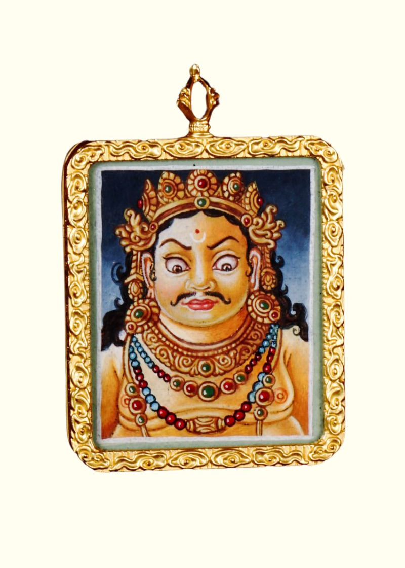 Zambala Ghau Thangka Tibetan wealth deity miniature artwork from Nepal
