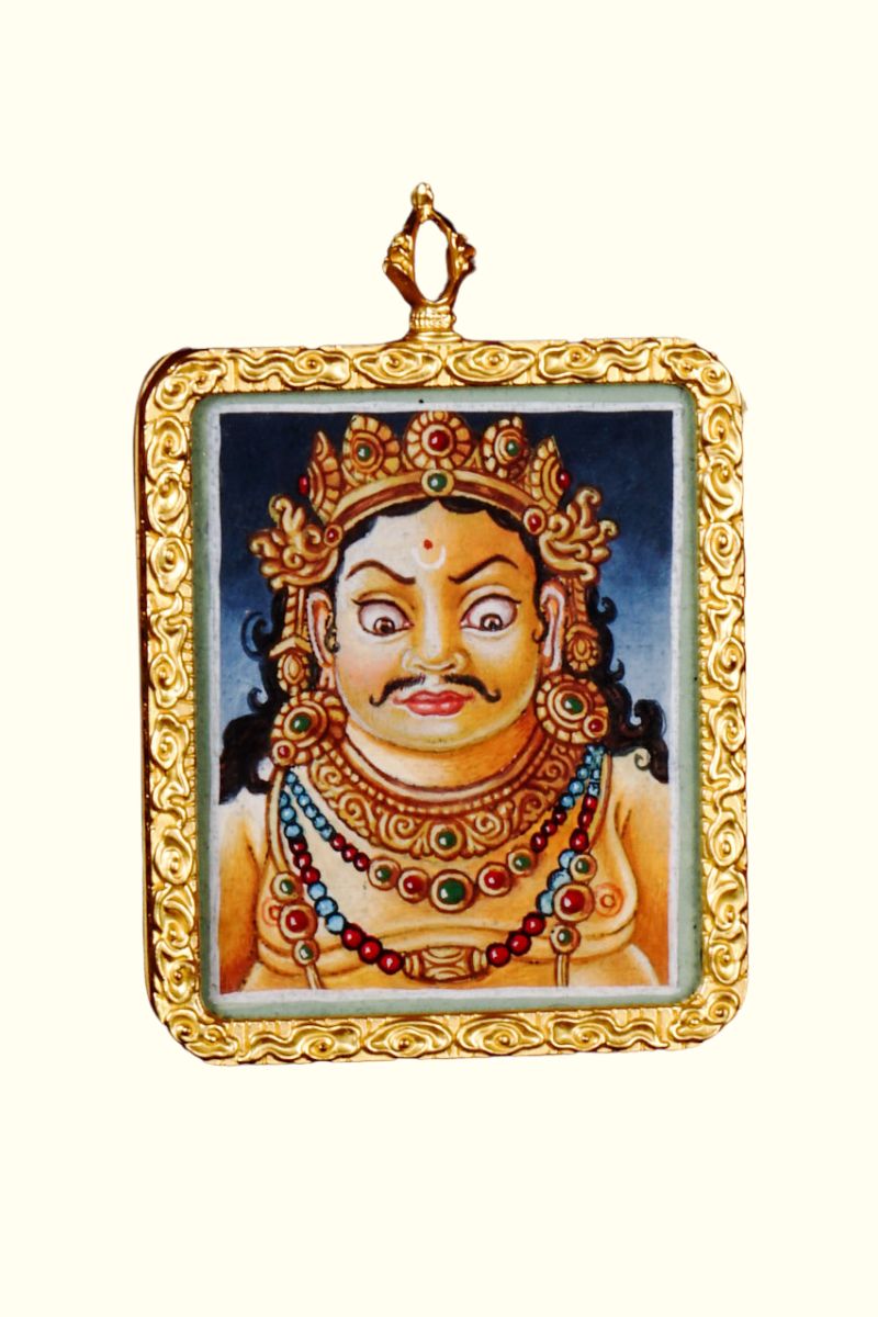 Zambala Ghau Thangka Tibetan wealth deity miniature artwork from Nepal
