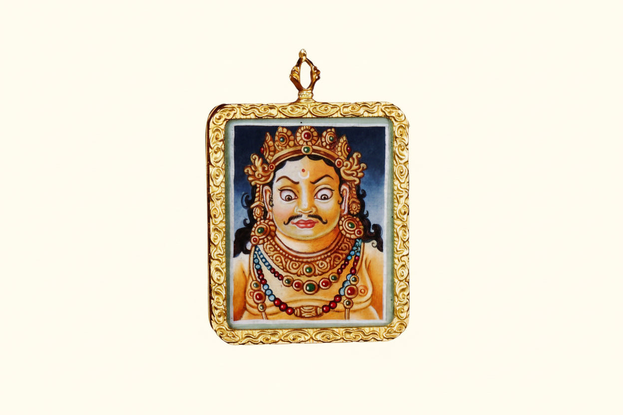 Zambala Ghau Thangka Tibetan wealth deity miniature artwork from Nepal
