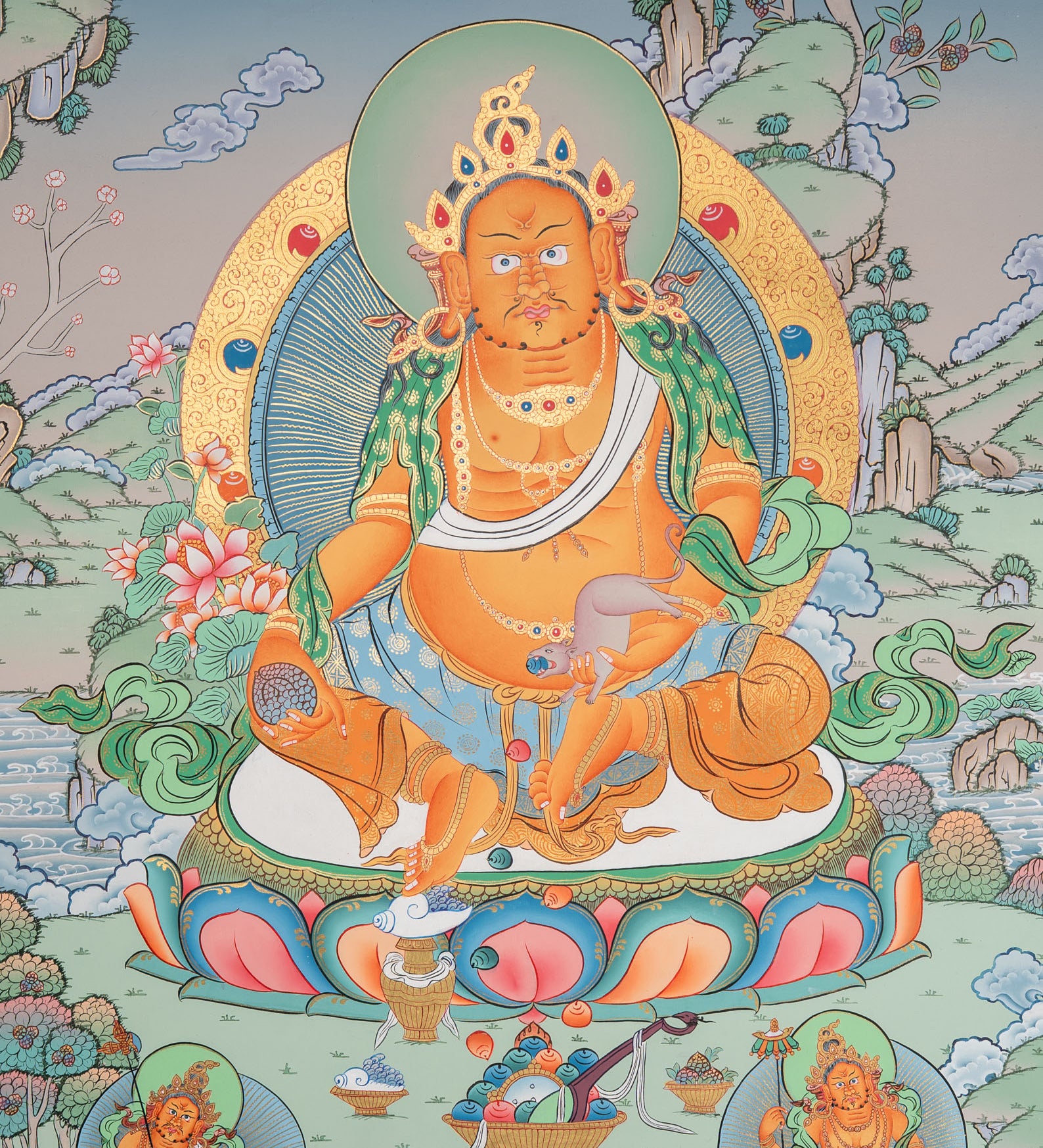 Zambala Thangka Painting = Handpainted Art