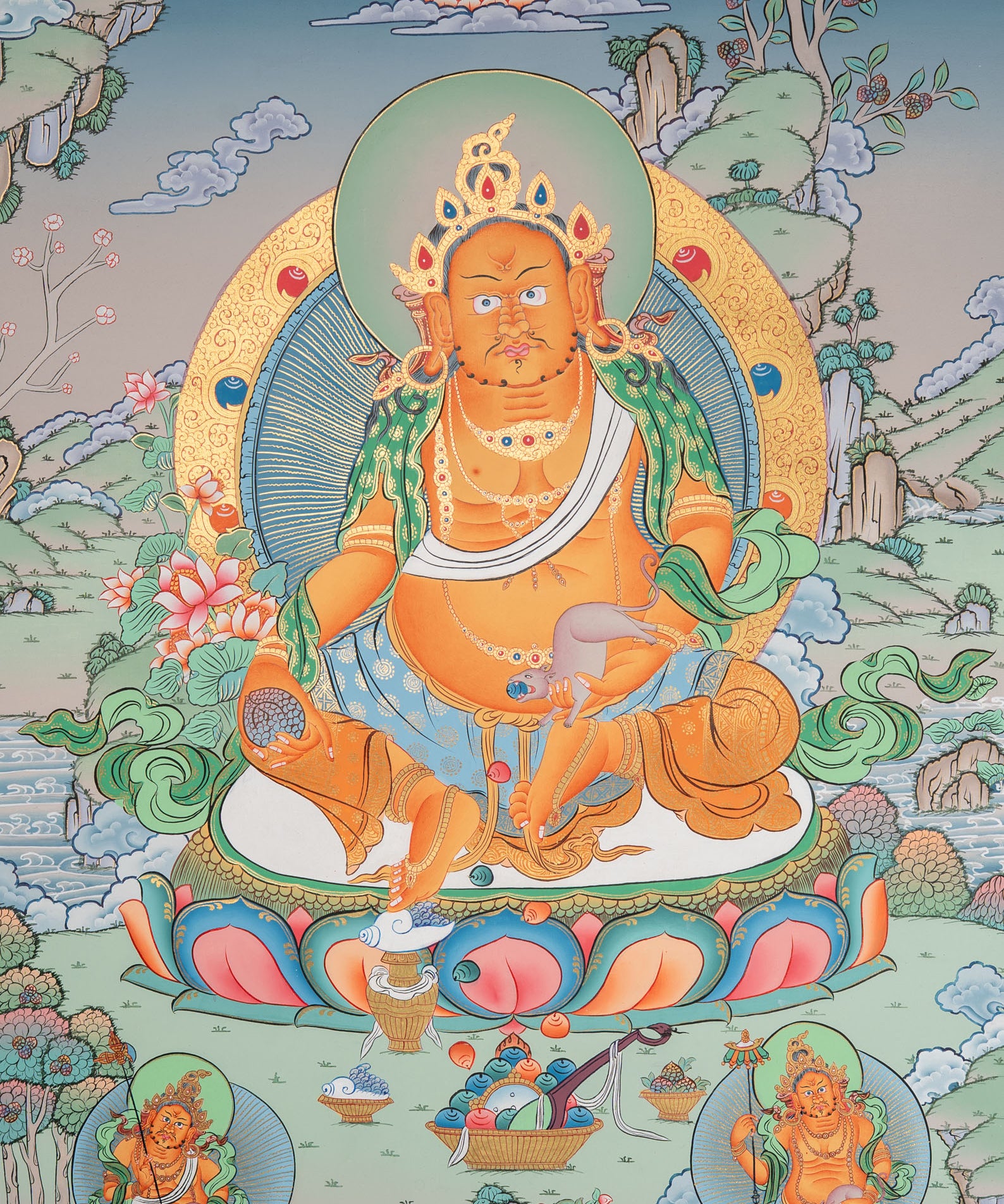 Zambala Thangka Painting = Handpainted Art