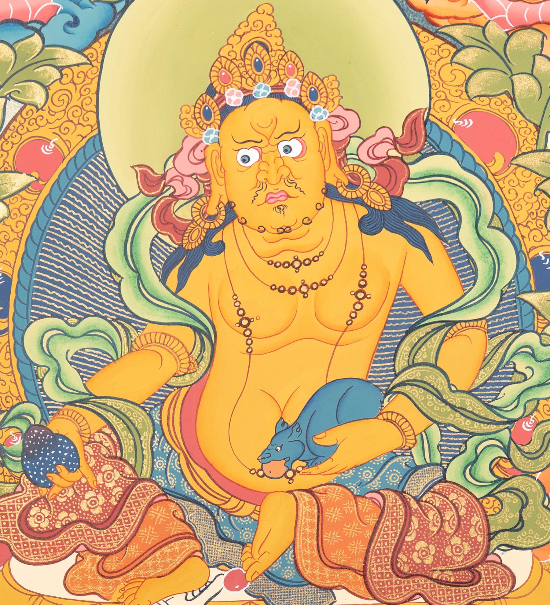 Handpainted Zambala Thangka for wall hanging decor.
