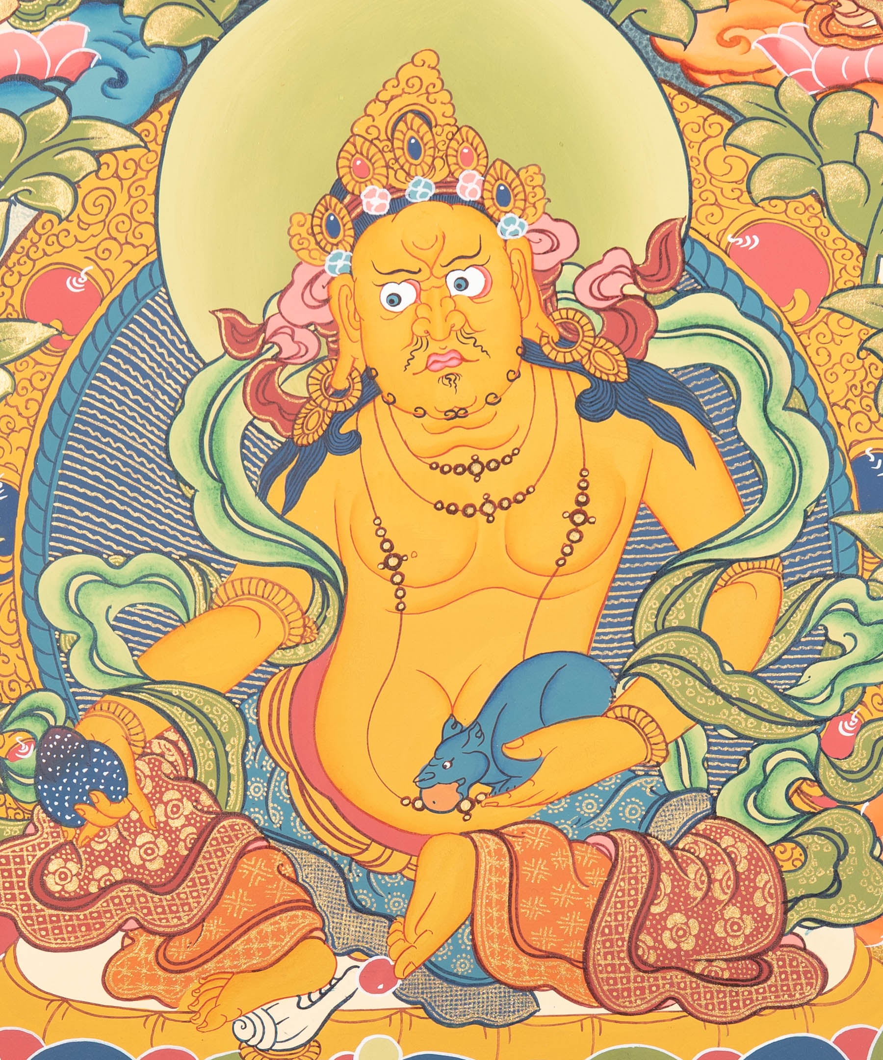 Handpainted Zambala Thangka for wall hanging decor.
