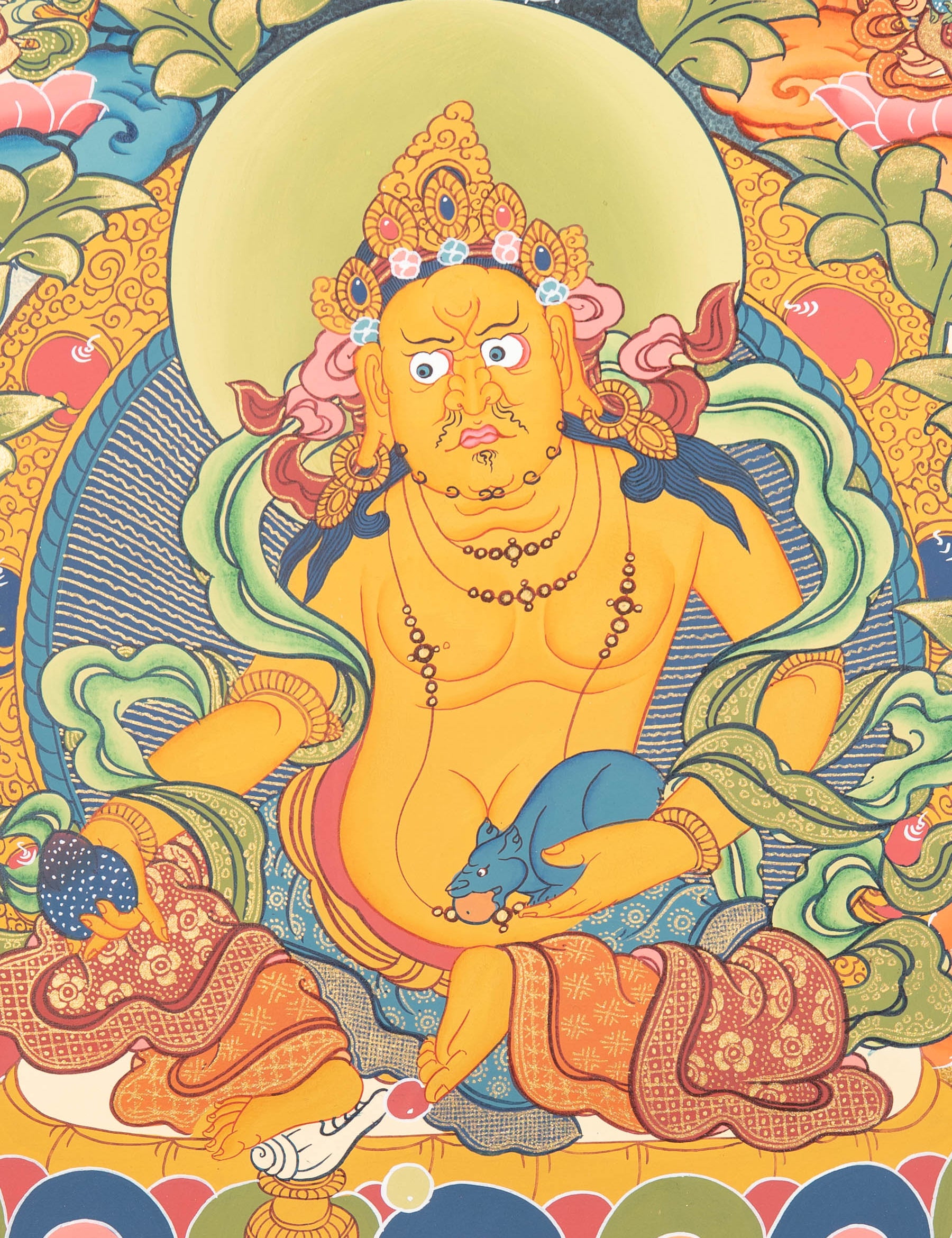 Handpainted Zambala Thangka for wall hanging decor.