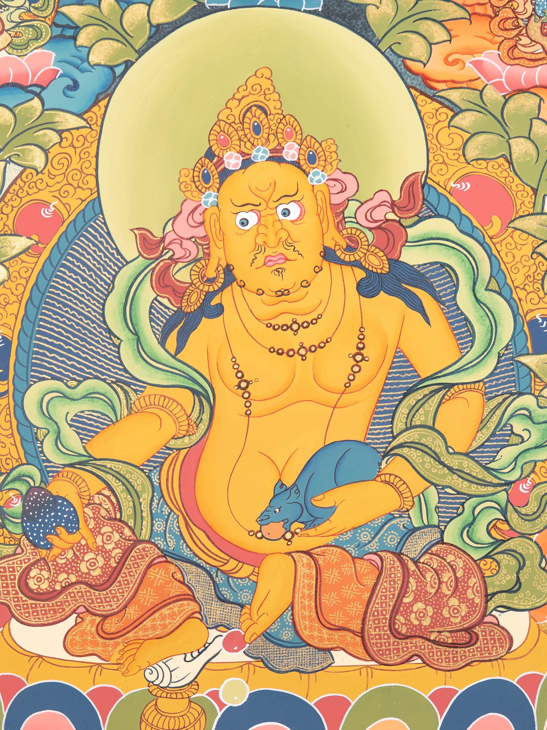 Handpainted Zambala Thangka for wall hanging decor.