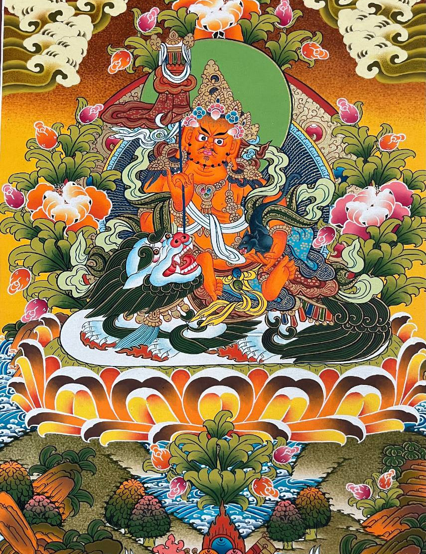 Zambala  on Snow Lion Thangka Painting