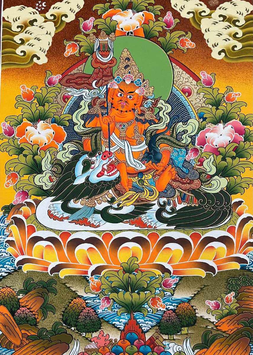 Zambala  on Snow Lion Thangka Painting