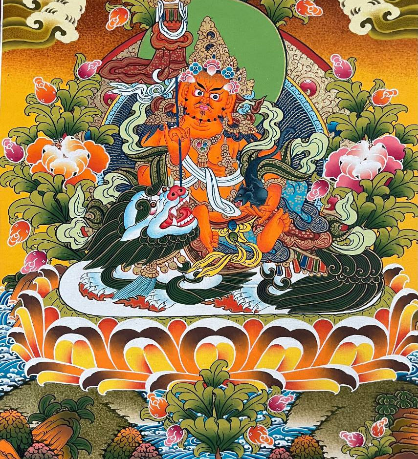Zambala  on Snow Lion Thangka Painting