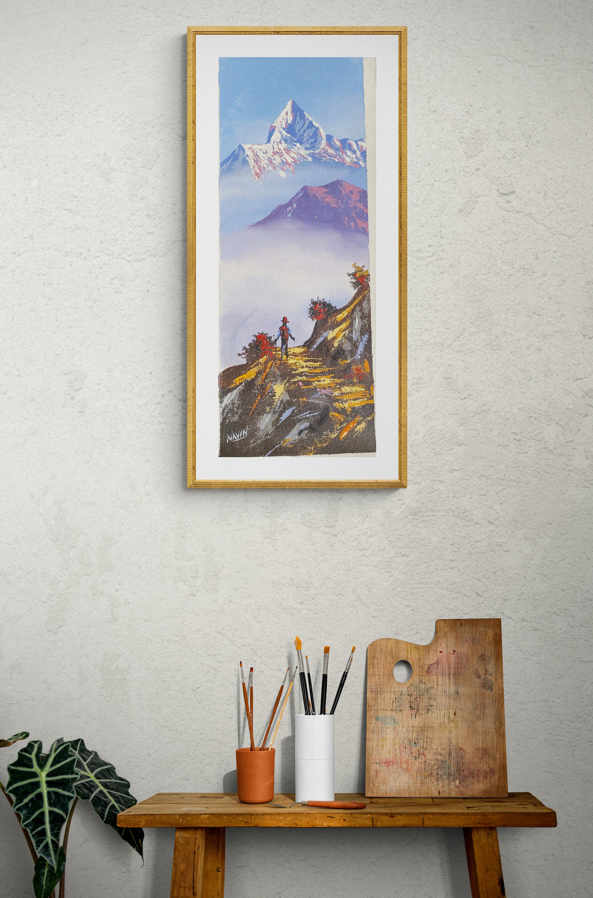 Oil Painting of Mount Machapuchre.
