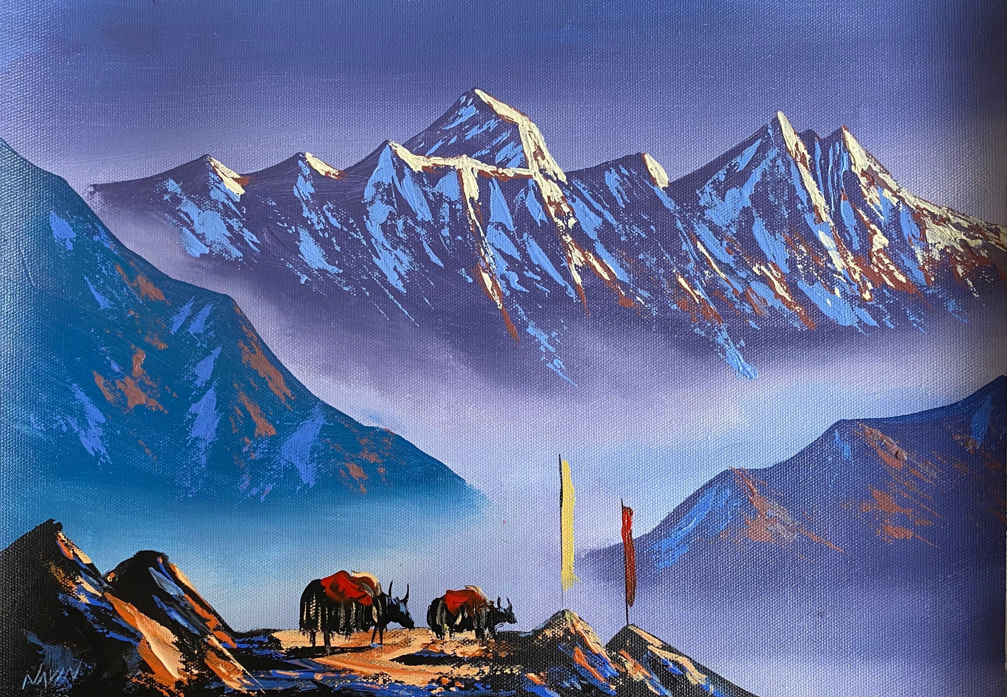 Authentic Oil Painting of Mount Everest Himalayas Shop