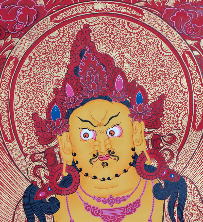 red and gold background Zambala Thangka Painting on canvas