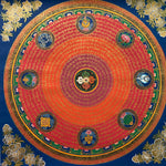 Mantra Mandala Thangka Painting with 8 Auspicious Symbol for wall decor.