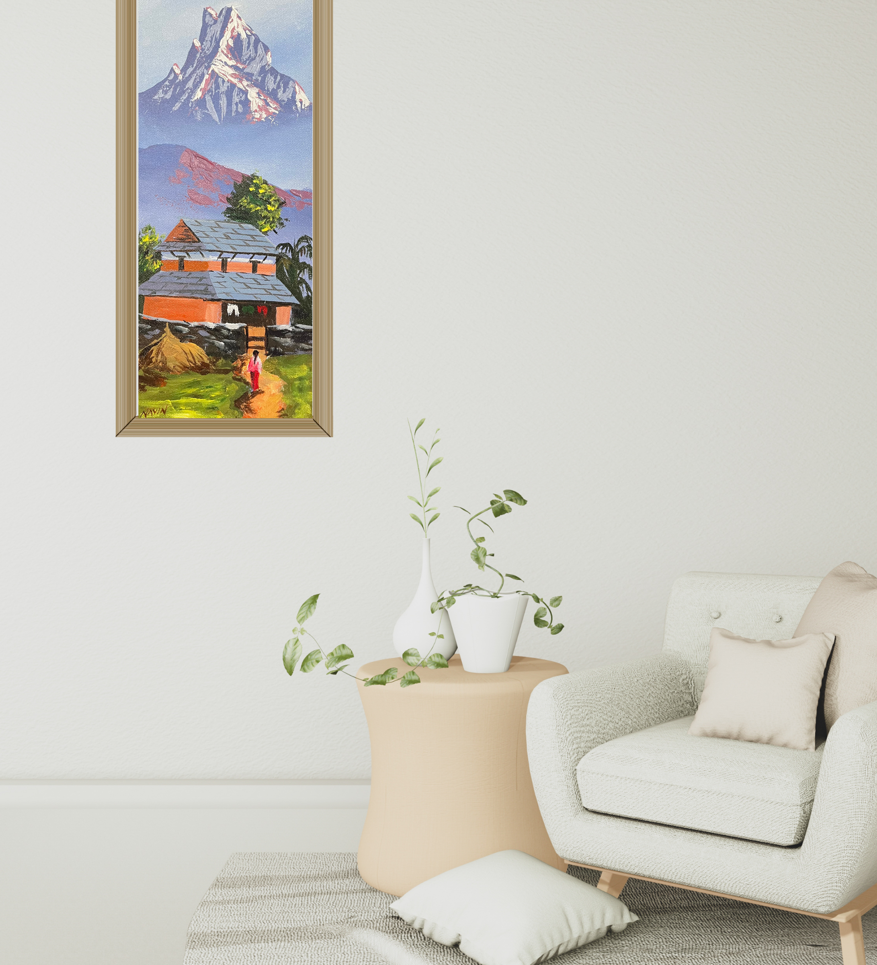 Oil Painting of Mt Machapuchre