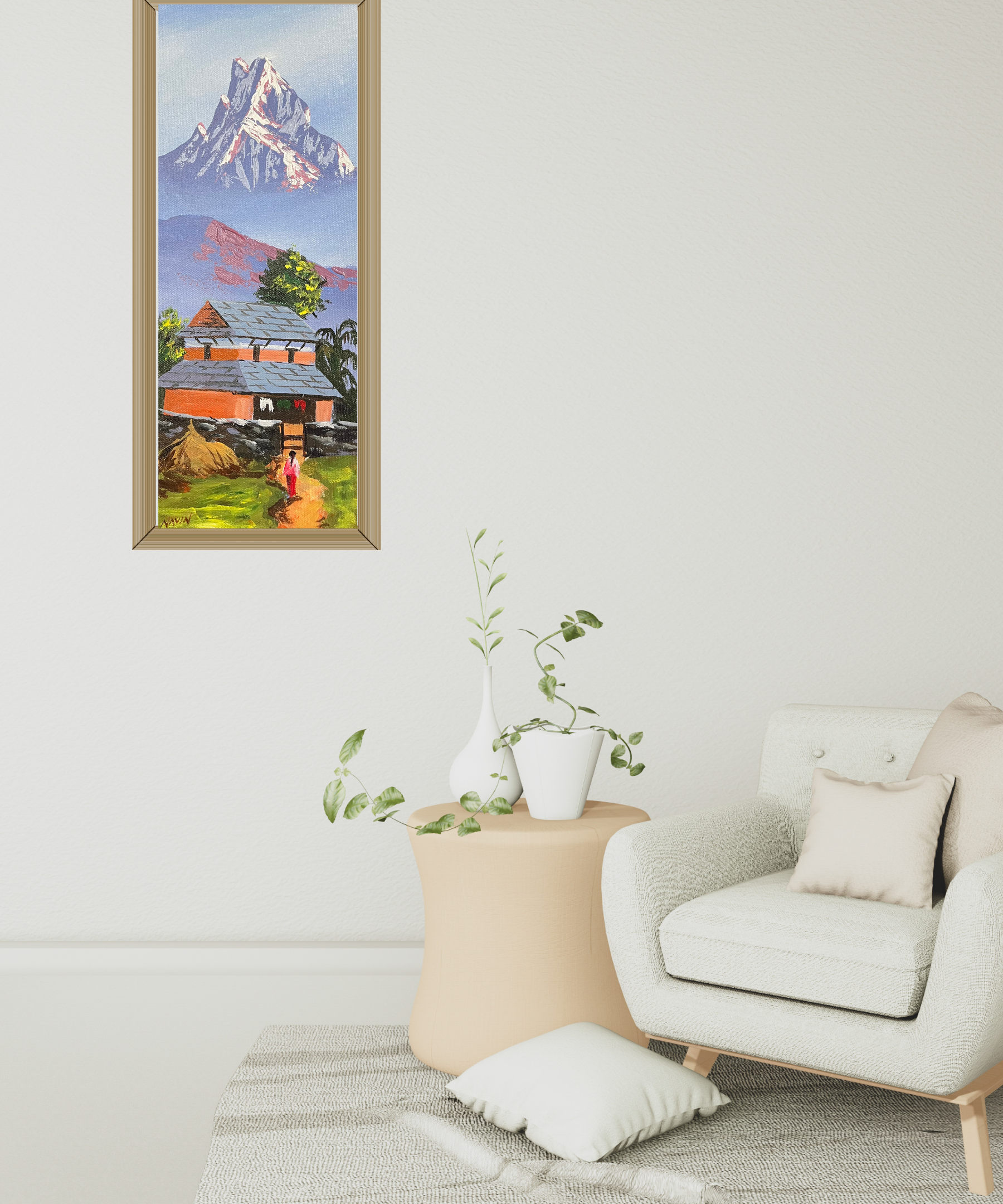 Oil Painting of Mt Machapuchre