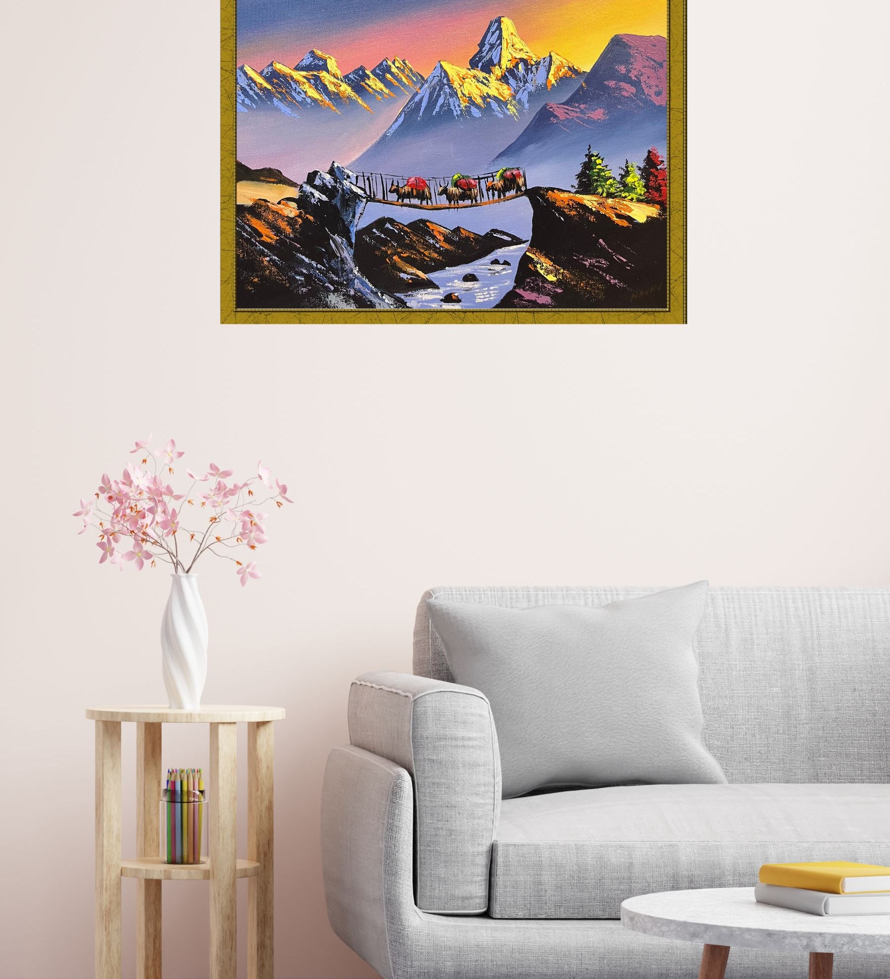 Oil Painting of Ama Dablam & Everest - Himalayas Shop