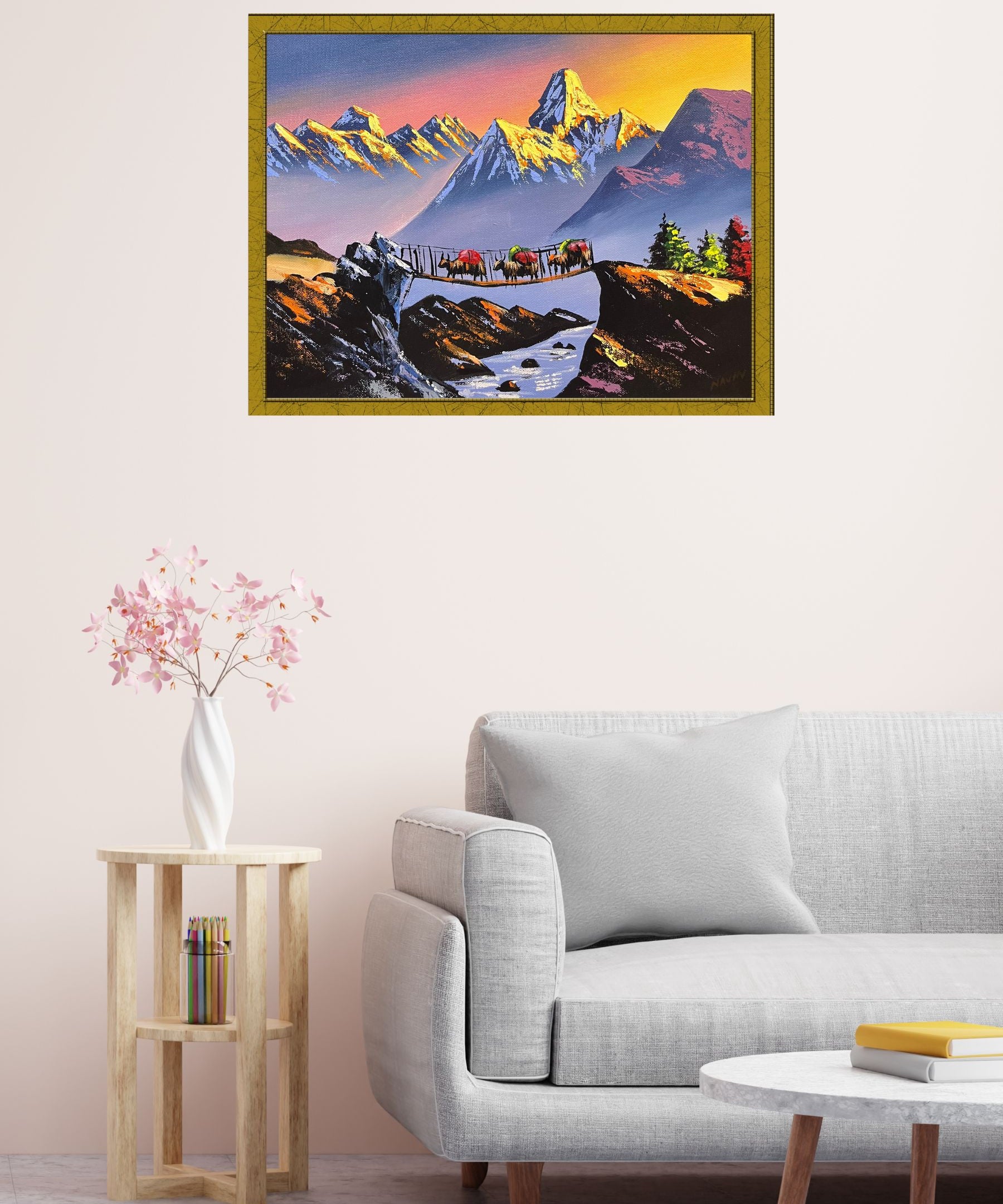 Oil Painting of Ama Dablam & Everest - Himalayas Shop