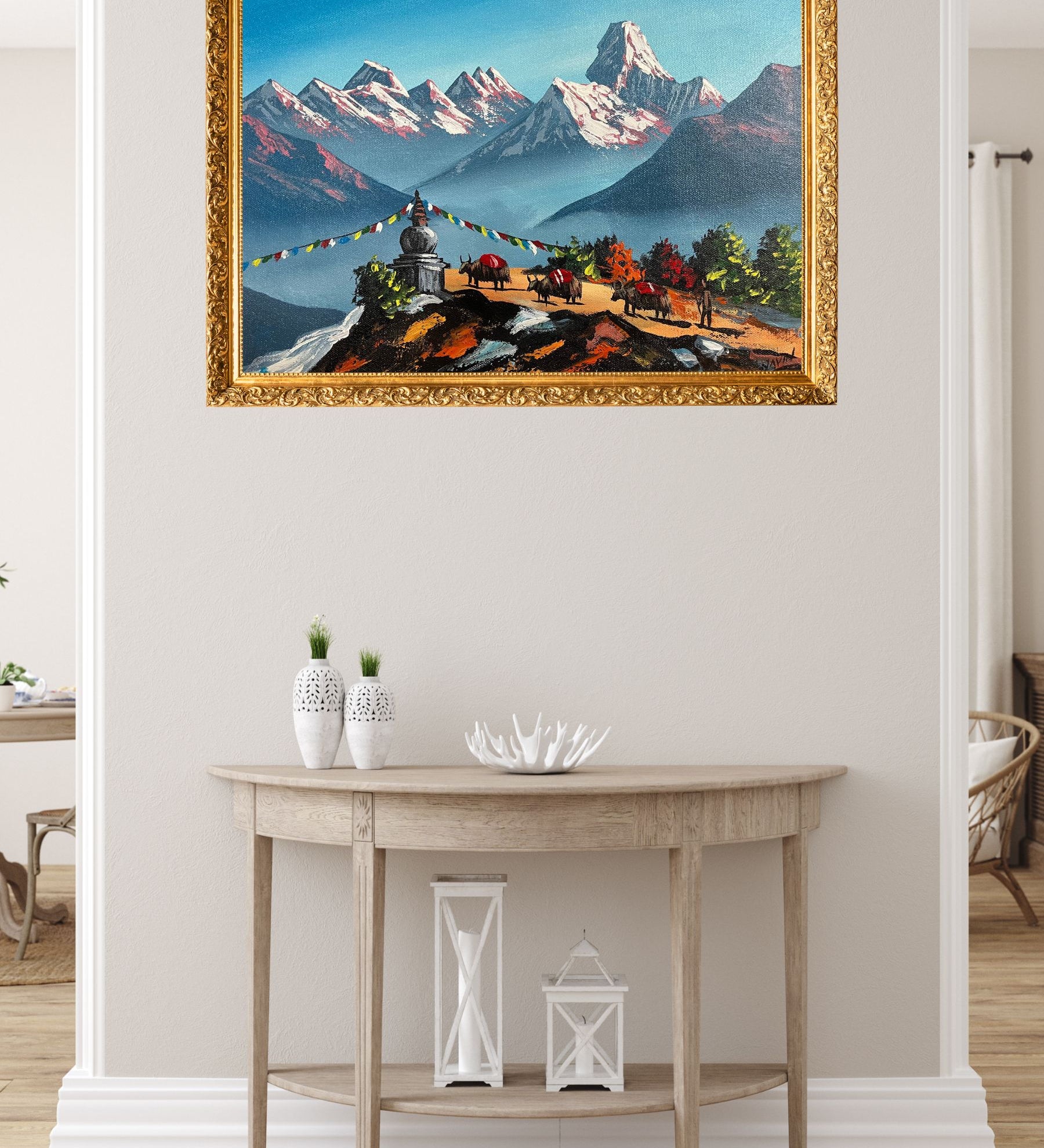 Mount Ama Dablam & Mount Everest Oil Painting