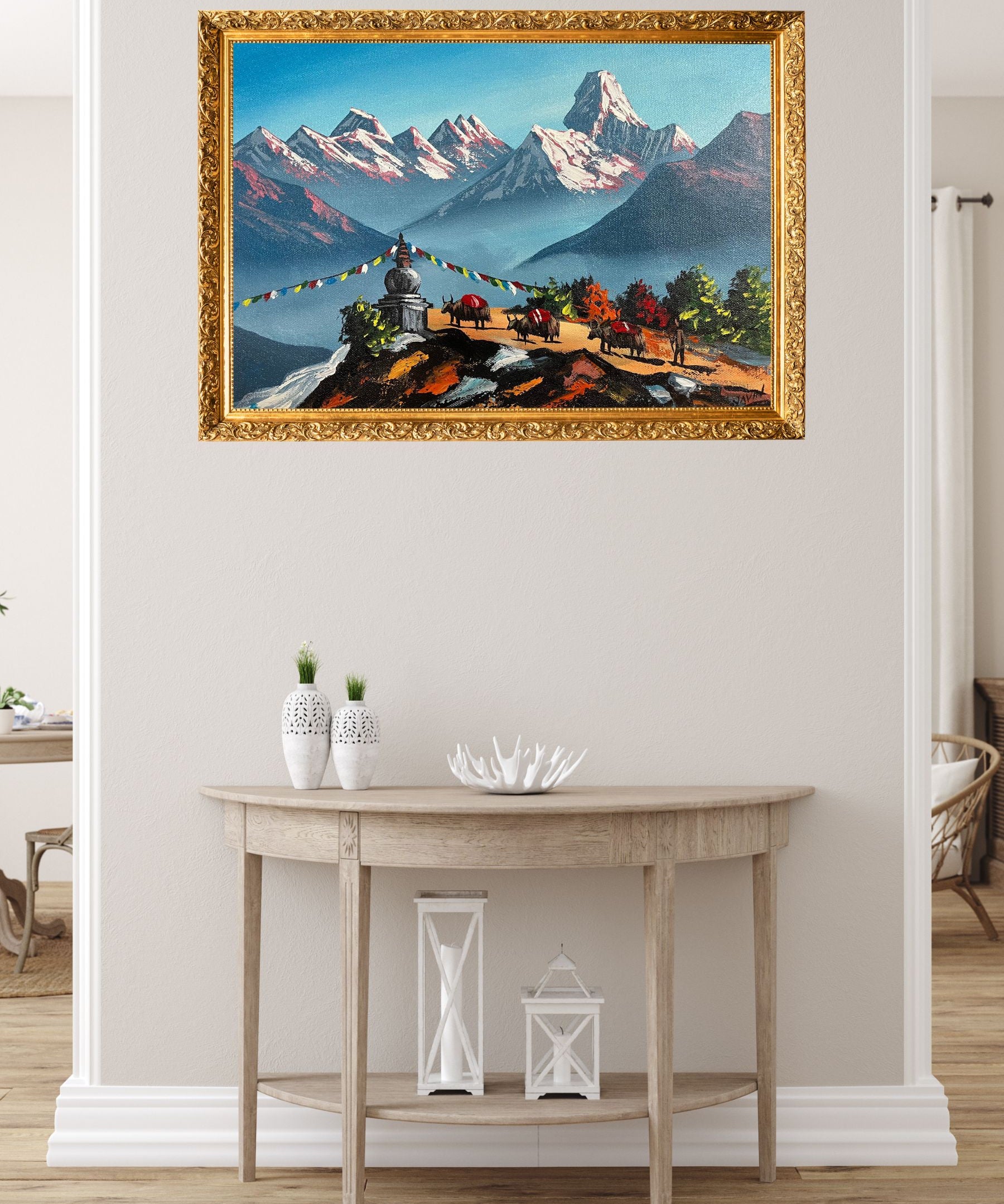 Mount Ama Dablam & Mount Everest Oil Painting