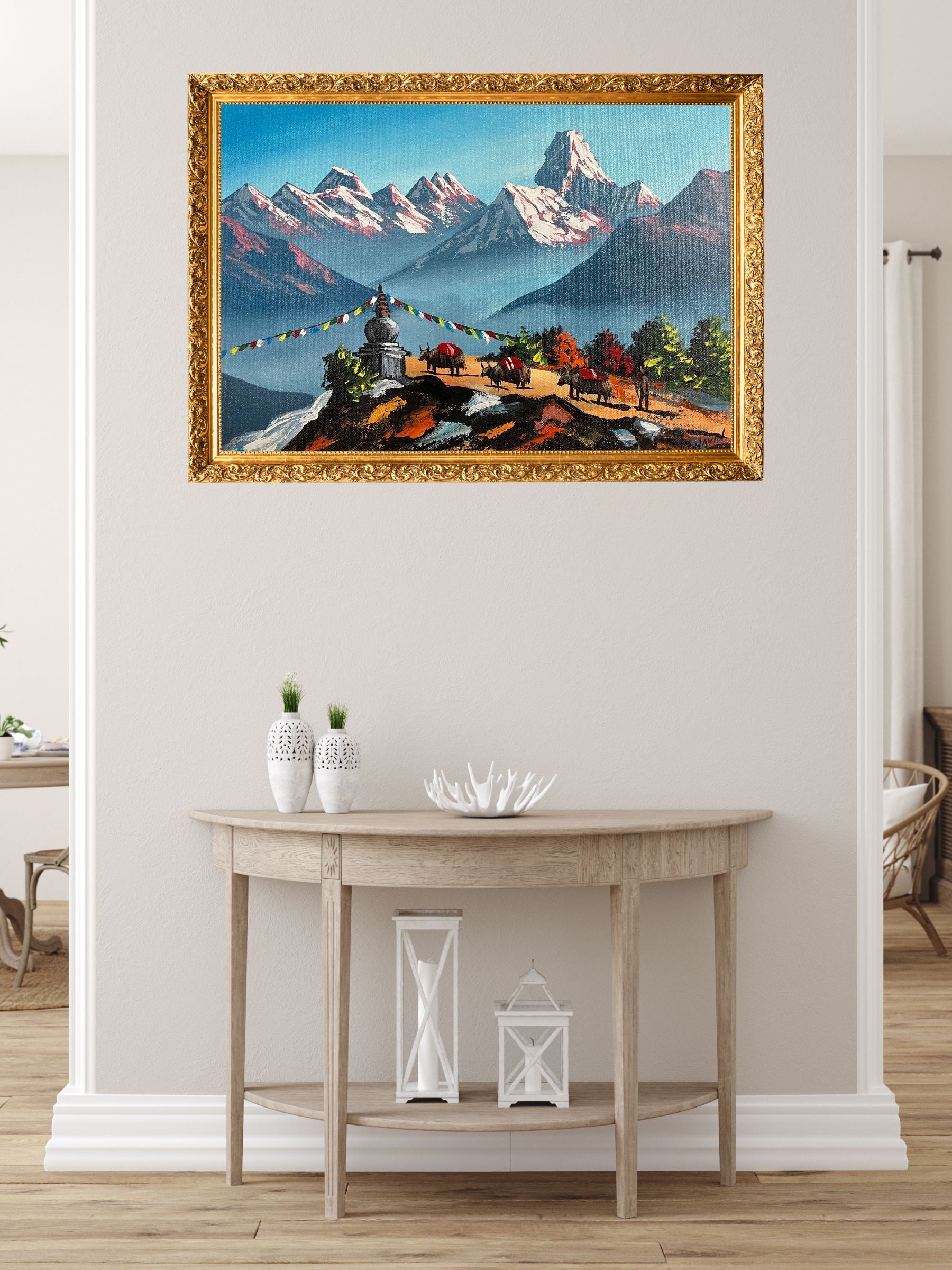 Mount Ama Dablam & Mount Everest Oil Painting