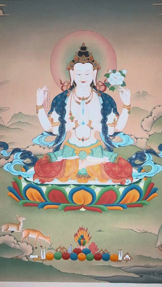 four armed avalokiteshvara thangka painting