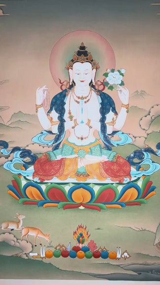 four armed avalokiteshvara thangka painting