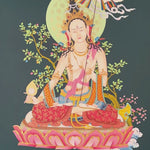 Dukkar thangka painting White Umbrella Goddess Tibetan protective deity with multiple arms seated on lotus
