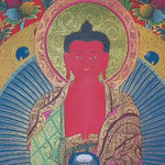 red amitabha buddha himalayan thangka painting