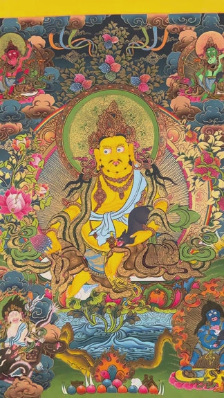 Tibetan Five Zambhala artwork featuring prosperity deity and sacred symbolism