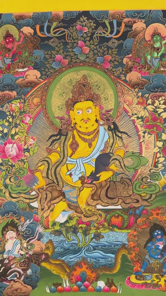 Tibetan Five Zambhala artwork featuring prosperity deity and sacred symbolism
