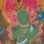 green tara thangka for meditation altar decor
