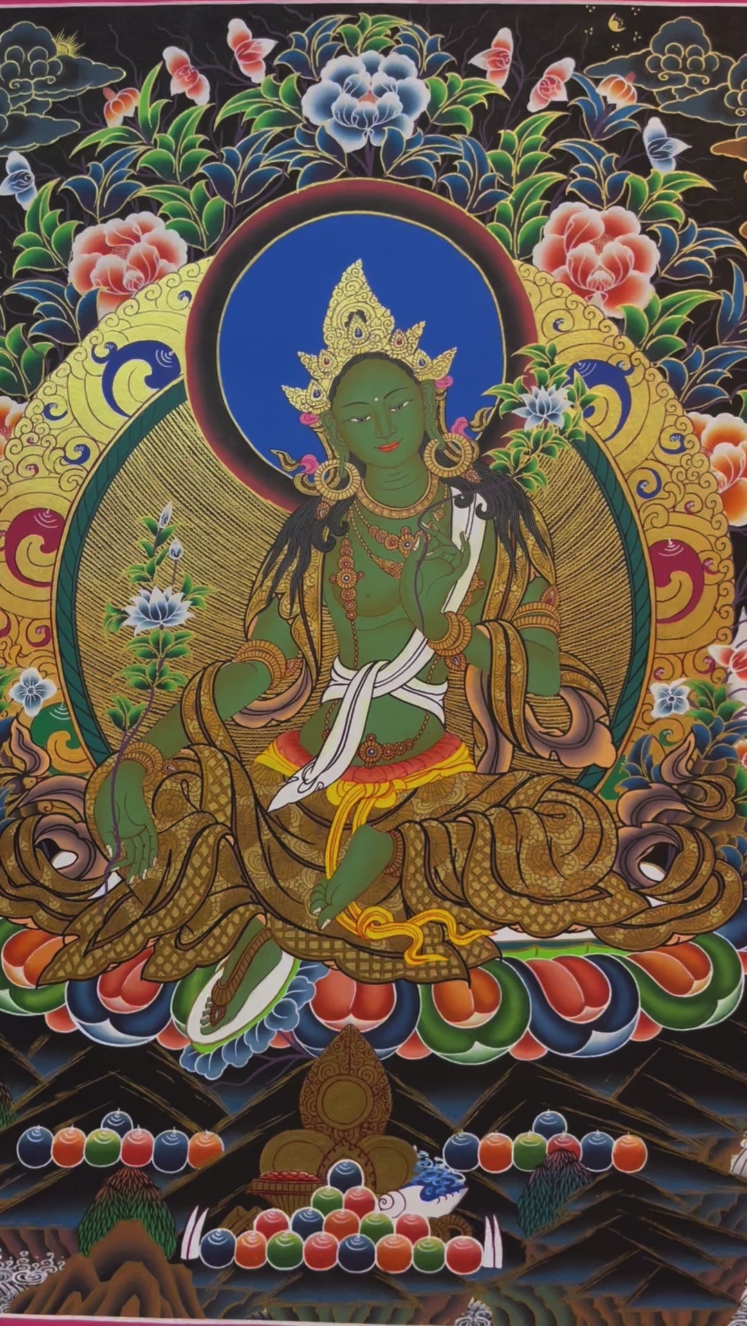 Green Tara Thangka - Tibetan Painting