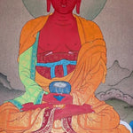 amitabha buddha meditation thangka on lotus throne