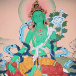 himalayan green tara thangka painting