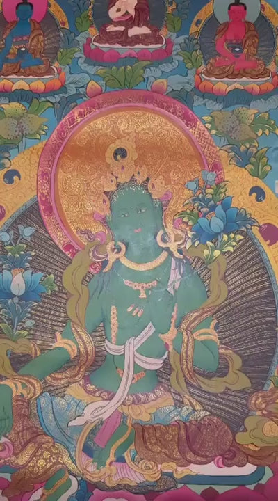 green tara thangka for meditation altar decor