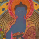 blue medicine buddha himalayan thangka painting