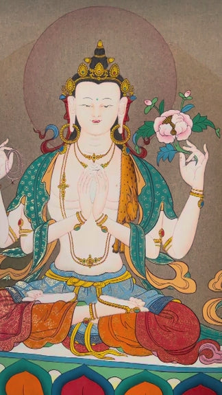 chenrezig thangka painting avalokiteshvara buddhist artwork