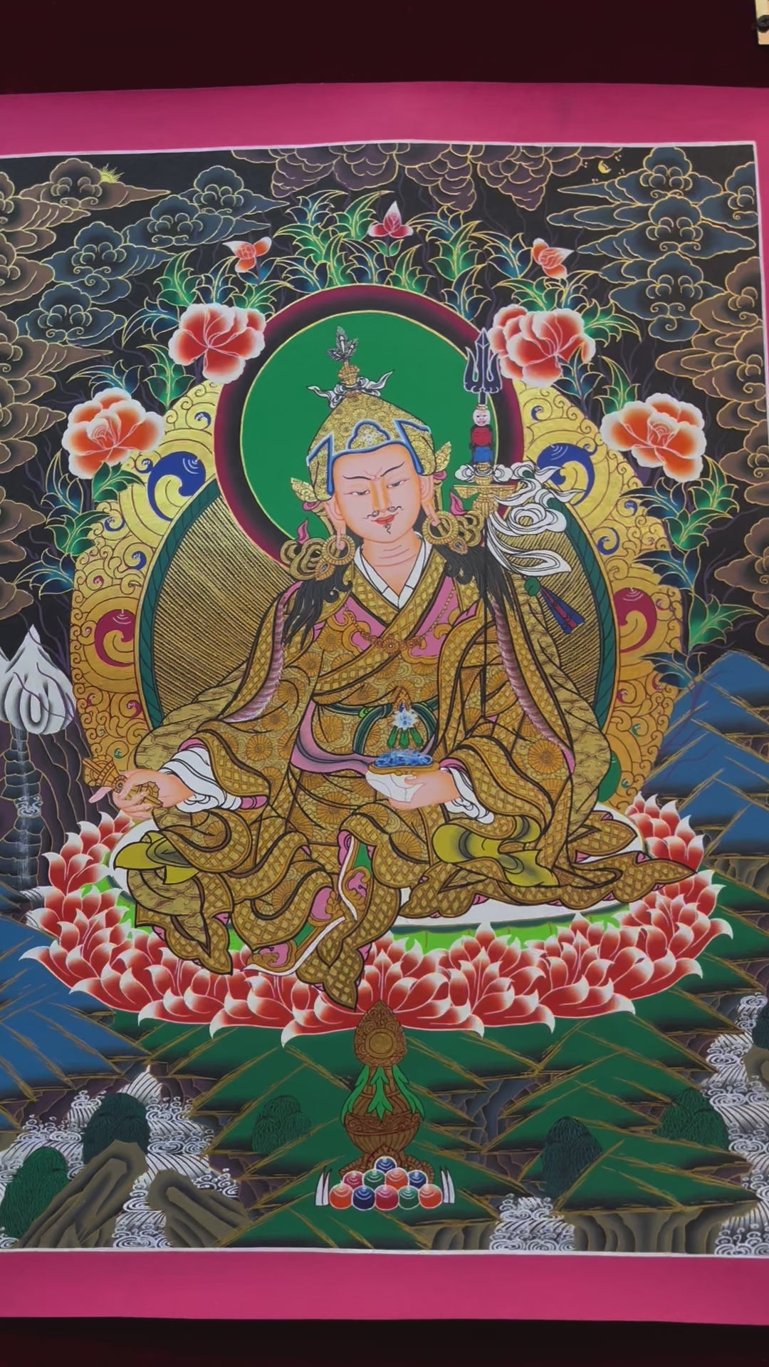 Handpainted Guru Rinpoche Thangka Painting-Pema Gyalpo