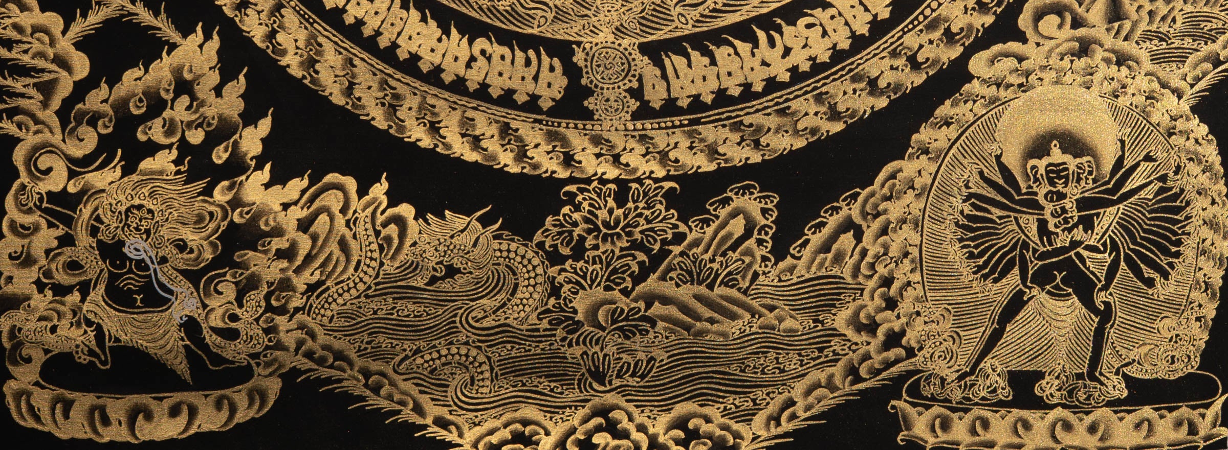 Golden Kalachakra Mandala Thangka - Tibetan Painting