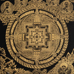 Golden Kalachakra Mandala Thangka - Tibetan Painting