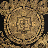Golden Kalachakra Mandala Thangka - Tibetan Painting