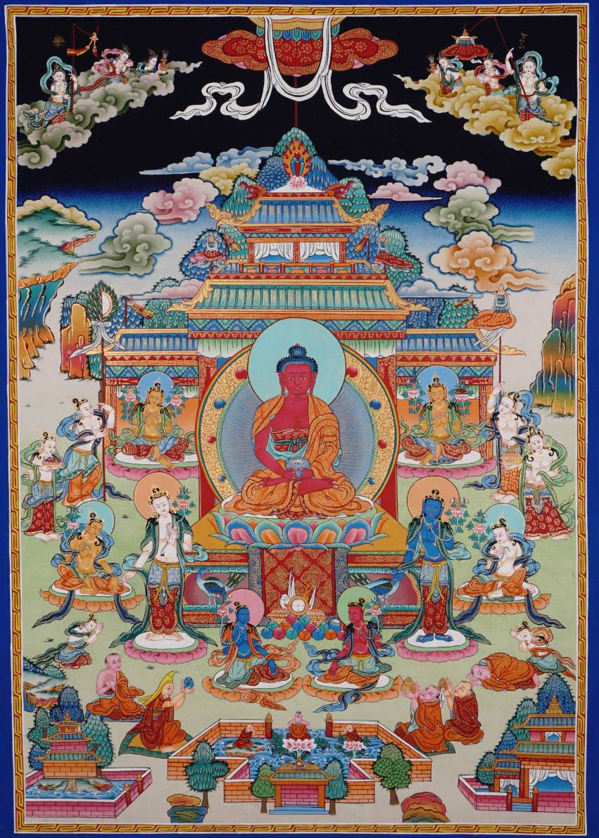 Amitabha Temple Thangka Painting for meditation and spirituality.