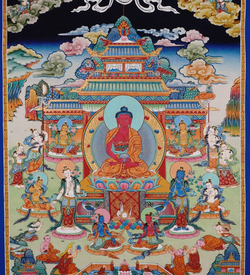 Amitabha Temple Thangka Painting for meditation and spirituality.