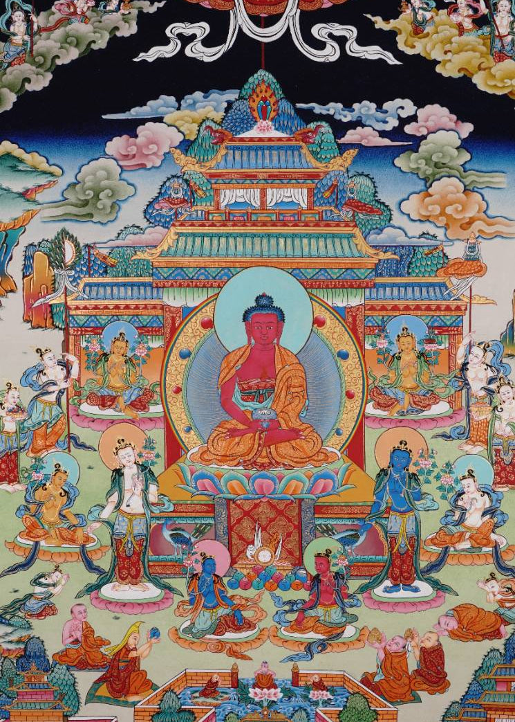 Amitabha Temple Thangka Painting for meditation and spirituality.