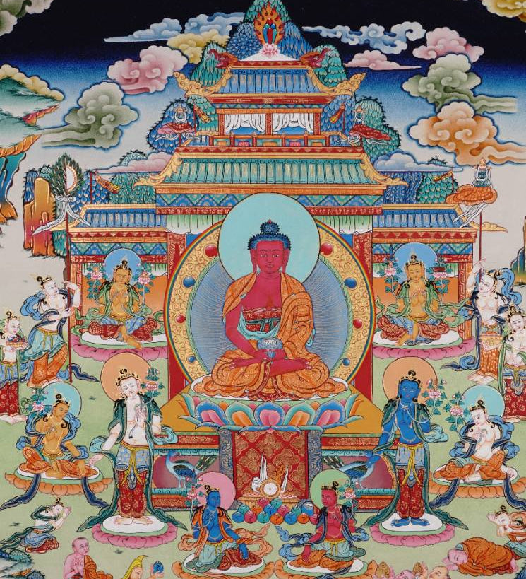 Amitabha Temple Thangka Painting for meditation and spirituality.