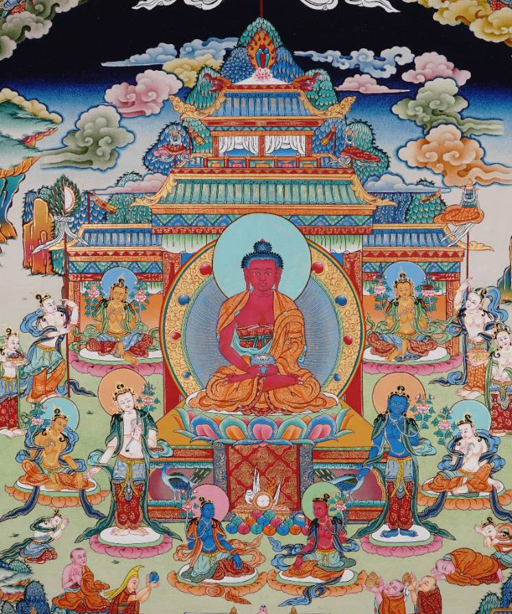Amitabha Temple Thangka Painting for meditation and spirituality.